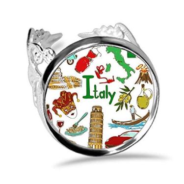 Imagem de DIYthinker Anel de noivado com bandeira nacional da Itália Landscap Animals ajustável