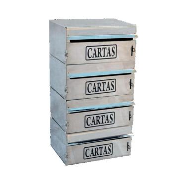 Imagem de Caixa Correio Condomínio Frontal Para Muro Inox 4 Módulos