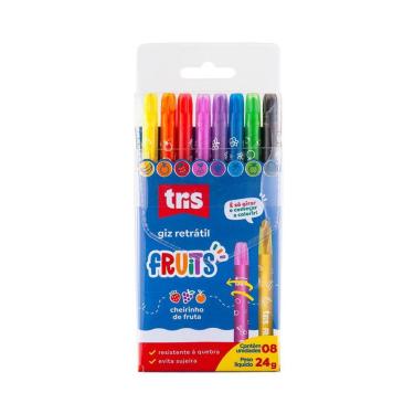 Imagem de Giz de Cera Escolar Colorido Retrátil 8 Cores Fruits Tris