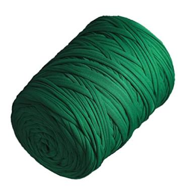 Imagem de Fio de camiseta 100 metros tecido de fio de tricô pano de crochê cor sólida fio de camiseta para iniciantes em crochê faça você mesmo bolsa artesanato de mão cobertor projetos de almofada (verde)