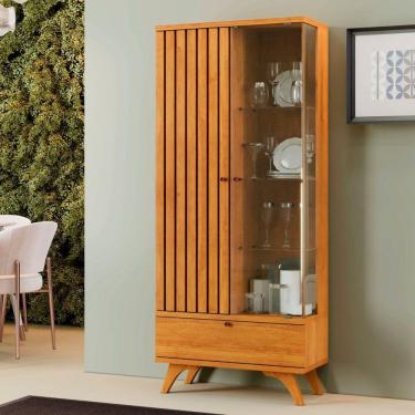 Imagem de Cristaleira Versa 1 Porta Ripada Sala de Jantar Naturalle