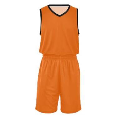 Imagem de Camiseta de basquete para meninas, cor roxa e rosa, ajuste confortável, camiseta de treino de futebol 5 a 13 anos, Laranja, M