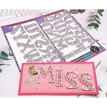 Imagem de Alinacutle 26/PK Letra do alfabeto corte de metal, recortes de recortes, artesanato em papel e molde de perfuração, letra única vintage 5 cm de altura