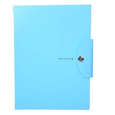 Imagem de Pastas de arquivo expansíveis, pasta de documentos A4 azul de 5 camadas, envelope de plástico PVC com fecho de fivela magnética - organize e proteja seus arquivos com estilo