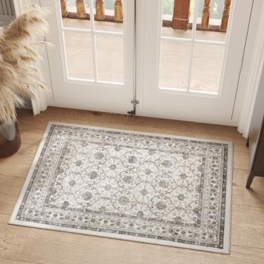 Imagem de jinchan Tapete de área 2x3 tapete persa de entrada tapetes vintage tapete kilim interior tapete de porta macio impressão taupe overdye boho retrô cobertura de chão fazenda lavável cozinha banheiro sala de estar quarto