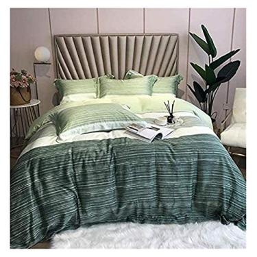 Imagem de Jogo de cama verde, 200 230 cm, capa de colcha de algodão de alta qualidade, conjunto de 4 peças, conjunto de fronhas de cama, para cama de 1,5 a 1,8 m – 100% macio