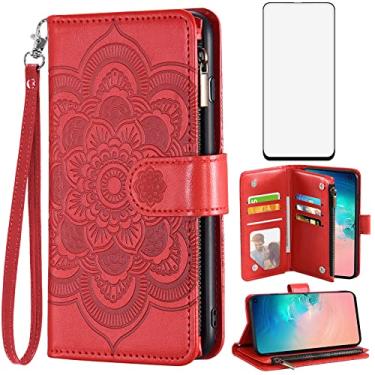 Imagem de Asuwish Capa carteira compatível com Samsung Galaxy S10e e protetor de tela de vidro temperado flor couro flip porta-cartão capa para celular para Glaxay S 10e Gaxaly 10se Galaxies Se10 mulheres