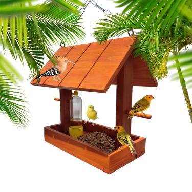 Imagem de Comedouro Tratador E Bebedouro Casinha De Passarinho Livres Luxo