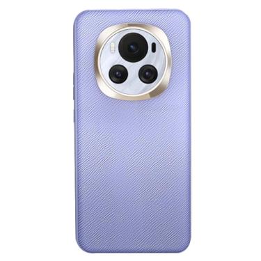 Imagem de LTLMYDAM Capa moderna para Honor Magic 6Pro/Magic 6, capa fina de couro legítimo, proteção de borda elevada de metal para lentes contra arranhões e à prova de choque, roxa, 6