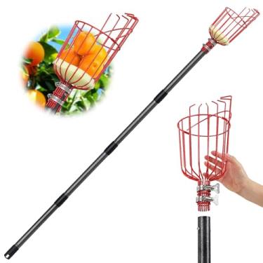 Imagem de Apanhador de frutas, mastro de frutas com cesta extensível, cabo longo, fácil de montar e usar, ferramenta de coleta de frutas para laranja, limão, maçã, manga, abacate (13 pés)