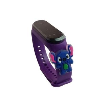 Imagem de Relógio Infantil Digital Stitch Disney  Á Prova De água Led azul, Roxo