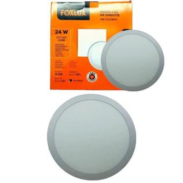 Imagem de Kit 2 Painel Led Redondo Embutir 24W 3000K Bivolt Foxlux