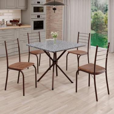 Imagem de Conjunto Sala de Jantar Mesa Quadrada 75x75cm Tampo Granito Ocre 4 Cad