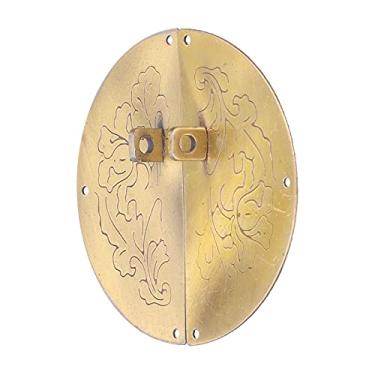 Imagem de Puxador de placa redonda, puxador de anel de porta dupla retrô para armário guarda-roupa armário, pacote com 1 par, alça