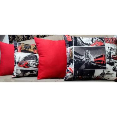 Imagem de Kit 4 capas Almofadas Decorativas Colorida Estampado  45x45 cor VERMEL