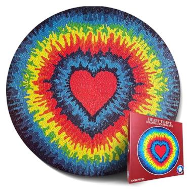 Imagem de Quebra-cabeças 1000 peças para adultos e crianças - Quebra-cabeça rígido para adultos - quebra-cabeças redondos coloridos arco-íris para adultos - quebra-cabeças difíceis quase impossíveis retrô tie dye coração da Spyglass Puzzles
