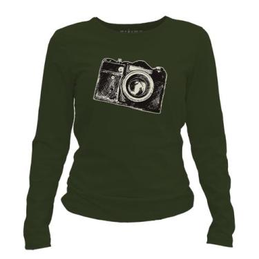 Imagem de Camiseta manga longa feminina - Câmera Fotográfica - DASANTIGAS, Green