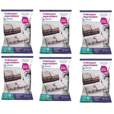 Imagem de Kit Saco A Vácuo Para Organizar Roupas G 60x80cm 6 Unidades - Paramoun