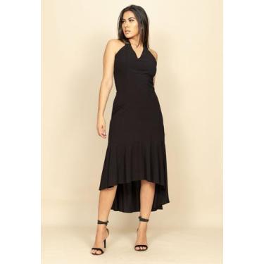 Imagem de Vestido Ara Mullet Frente Única com Babado Preto - Amazonia Vital