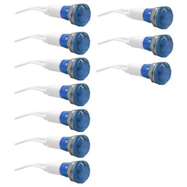 Imagem de Kit 10 sinaleiro 9mm olho  boi 220v azul lukma