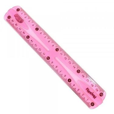 Imagem de Régua Escolar Flexível 20cm BRW, ROSA