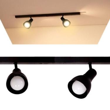 Imagem de Kit 2 Trilho Eletrificado 1 Spot Lâmpada E27 Direcionável - MadeinSP, 