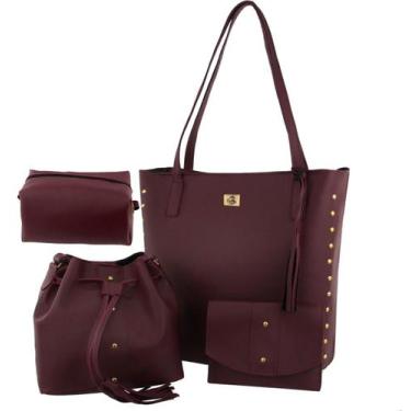 Imagem de Kit Bolsa Feminina 4 Peças Com Sacola Média E Nécessaires Lançamento -