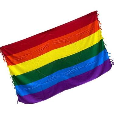 Imagem de Canga De Praia Arco Íris Colorida Linda 100% Poliéster - Vitrine Origi