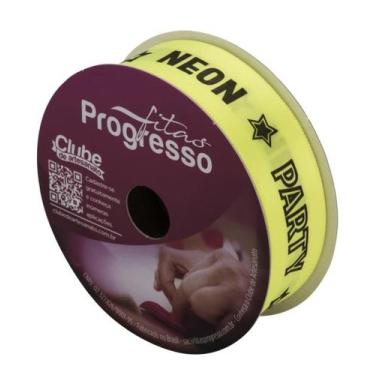 Imagem de Fita de cetim Neon Party Amarelo 22 mm COR 295 10 mt Fitas Progresso -