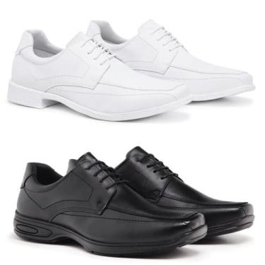 Imagem de Novo Hábito, Kit 2 Sapato Masculino Ultra Confort com Ajuste em Cadarço Cor:Preto e Branco;Tamanho:40