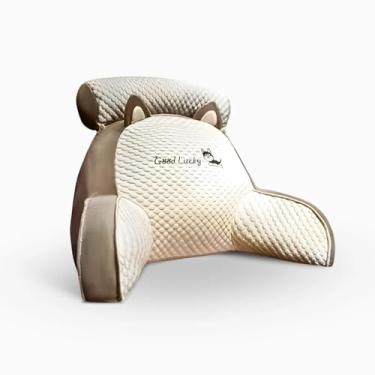 Imagem de Travesseiro Inflável Multifuncional de Descanso e Apoio ajustável para carros, casa, escritório, trens, avião, para bebês, crianças, Goog Lucky (Bege e branco)