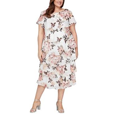 Imagem de S.L. Fashions Vestido feminino plus size longo com babados, Rosa marfim Plus, 54