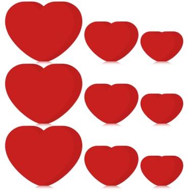Imagem de 90 peças de recortes de coração de dia dos namorados para sala de aula quadro de avisos decoração de papel recortes em forma de coração vermelho detalhes para o dia dos namorados sala de aula escritório parede lousa decoração