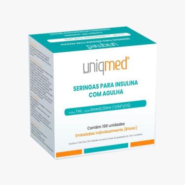 Imagem de Seringa para insulina 1,0 ml 6x0,25mm 100un uniqmed, 100 UNIDADES
