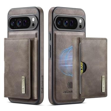 Imagem de Capa de couro magnética removível 2 em 1 para Google Pixel 9 Pro XL, carteira com bloqueio de RFID com 6 compartimentos para cartão, compatível com carregamento sem fio, capa protetora à prova de