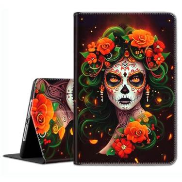 Imagem de Capa para Samsung Galaxy Tab A9 Plus 11 polegadas 2023 (SM-X210/X216/X218) - Capa de encaixe fino com hibernar/despertar automático para Galaxy Tab A9+ 11 polegadas 2023, Dia dos Mortos Mulheres
