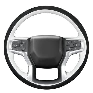 Imagem de MEWANT Capa de volante costurada à mão para Chevrolet Silverado 1500 2019-2024/Silverado 2500 2020-2024/Silverado 3500 2020-2024/Blazer 2019-2024/Suburban 2021-2024/Tahoe (estilo 3D)