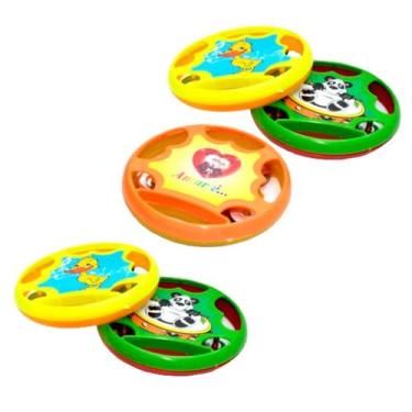 Imagem de Kit 5 Pandeirola Infantil Pandeirinho De Brinquedo Plástico Colorido -