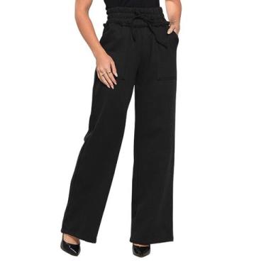 Imagem de Calça Pantalona Moletom Feminina Wide Leg Inverno com Bolso - G-Store,