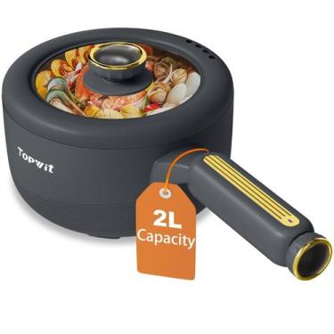 Imagem de Panela elétrica com tampa de panela elétrica antiaderente de 2 litros 