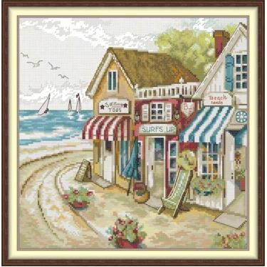 Imagem de Benway Lojas pré-impressas carimbadas pelo mar 11CT decoração de quarto DIY presente para mães flores 43 x 44 cm, 16,93" x 17,32"