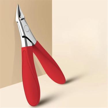 Imagem de Tesoura de cutícula de aço inoxidável com ponta curva, removedor de unhas, ferramentas profissionais para arte em unhas, tesoura de unha, vermelha