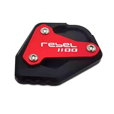 Imagem de Acc-Creativity Suporte de pé de motocicleta com ampliador lateral para placa de extensão compatível com Honda Rebel 1100 CM1100 2021 (vermelho)