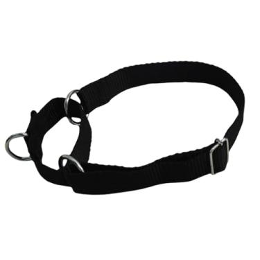 Imagem de Coleira Ajustável para Cachorro Meio Enforcador Tamanho M Preta Para Passeios e Adestramento Raças Médias e Pequenas