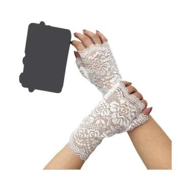 Imagem de Luvas Femininas Elegantes De Renda Flor De Rede Sem Dedos Proteção Sol