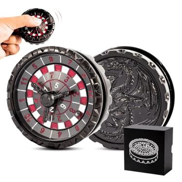 Imagem de Froggod Roulette Dice Spinner – 1pc Metal DND Spinner with 3D Relief | Mechanical DND Dice with Gift Box for Rolling Game(D12 Black Red White)