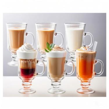 Imagem de MQMCPDS Conjunto de 6 canecas de vidro transparente com alças, 227 g - Perfeito para café irlandês, latte, cappuccino, smoothie e todas as bebidas quentes e frias