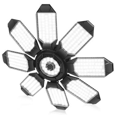 Imagem de ELIVERN Luminária De Teto Led Para Garagem, 240 W, 24000 Lm, 6500 K, Luz Natural, Com 8+1 Painéis Deformáveis, Compatível Soquete E26/E27, Loja, Porão, Oficina, Armazém