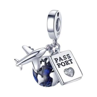 Imagem de Contas de Borboleta e Pata de Cão em Esmalte Azul e Prata - Para Pulse