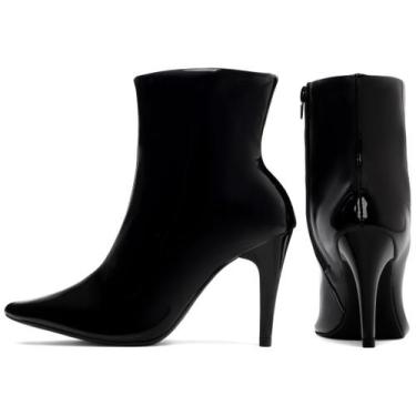 Imagem de Bota Feminina Cano Curto Salto Alto Fino 9 cm Napa ou Verniz EMILY ONL